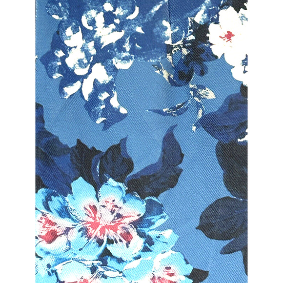 ⭐️Adrianna Papell Crepe Textured Knit Blue Floral Office Church Brunch Dress - Picture 11 of 16